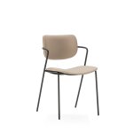 Lot de 2 chaises en simili cuir et métal - beige Lot de 2 chaises en simili cuir et métal - beige