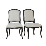 Lot de 2 chaises style romantique en hévéa et lin premium noir Lot de 2 chaises style romantique en hévéa et lin premium noir