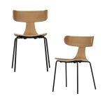 Lot de 2 chaises de table en bois et m�tal naturel
