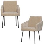 Lot de 2 chaises de table en chenille sable