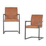 Lot de 2 chaises de table en imitation cuir cognac Lot de 2 chaises de table en imitation cuir cognac