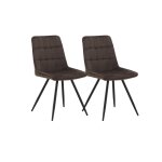 Lot de 2 chaises tapisses marron avec pieds mtalliques noirs