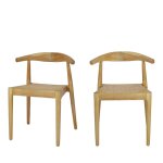 Lot de 2 chaises en teck et cannage - bois clair