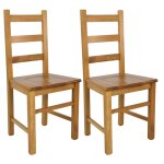 Lot de 2 chaises teint chne et assises en bois