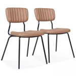 Lot de 2 chaises en textile enduit marron clair Lot de 2 chaises en textile enduit marron clair
