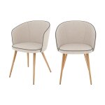 Lot de 2 chaises en tissu beige