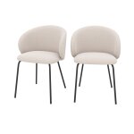 Lot de 2 chaises en tissu beige et pieds en mtal noir