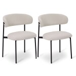 Lot de 2 chaises en tissu boucl blanc