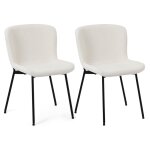 Lot de 2 chaises en tissu boucl blanc