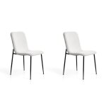 Lot de 2 chaises en tissu boucl et mtal blanc 824357 cm
