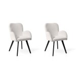 Lot de 2 chaises en tissu boucl et mtal blanc 885680 cm