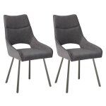 Lot de 2 chaises tissu coloris gris anthracite Lot de 2 chaises tissu coloris gris anthracite