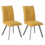 Lot de 2 chaises tissu coloris jaune Lot de 2 chaises tissu coloris jaune