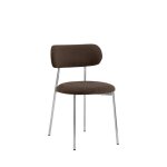 Lot de 2 chaises en tissu pieds chrome - marron Lot de 2 chaises en tissu pieds chrome - marron