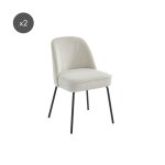 Lot de 2 chaises velours ctel cru pieds mtal noir