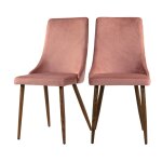 Lot de 2 chaises en velours rose Lot de 2 chaises en velours rose