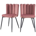 Lot de 2 chaises en velours rose et pieds en mtal noir