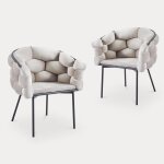 Lot de 2 chaises velours taupe pieds en métal noir Lot de 2 chaises velours taupe pieds en métal noir