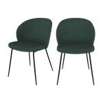 Lot de 2 chaises vertes en tissu bouclette et pied en mtal