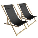 Lot de 2 chiliennes en aluminium inclinable 4 positions noir Lot de 2 chiliennes en aluminium inclinable 4 positions noir