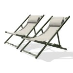 Lot de 2 chiliennes de jardin en toile plastifiée et aluminium Lot de 2 chiliennes de jardin en toile plastifiée et aluminium