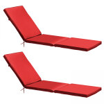 Lot de 2 coussins bain de soleil polyester rouge 186 x 53 x 5 cm Lot de 2 coussins bain de soleil polyester rouge 186 x 53 x 5 cm