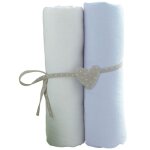 Lot de 2 draps housses bb blanc et bleu 60x120 cm
