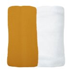 Lot de 2 draps housses jersey 40x80 cm coton bio ambre / blanc