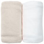 Lot de 2 draps housses jersey 60x120 cm coton bio blanc / ecru Lot de 2 draps housses jersey 60x120 cm coton bio blanc / ecru