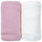 Lot de 2 draps housses jersey 60x120 cm coton bio blanc / rose Lot de 2 draps housses jersey 60x120 cm coton bio blanc / rose