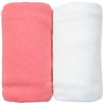 Lot de 2 draps housses jersey 60x120 cm coton bioblanc / corail