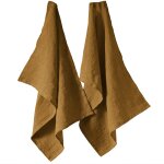 Lot de 2 essuie - vaisselle lin français caramel 50x70 cm Lot de 2 essuie - vaisselle lin français caramel 50x70 cm