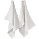 Lot de 2 essuie - vaisselle lin français craie 50x70 cm Lot de 2 essuie - vaisselle lin français craie 50x70 cm