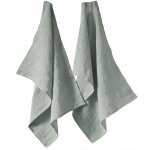 Lot de 2 essuie - vaisselle lin franais eucalyptus 50x70 cm