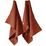 Lot de 2 essuie - vaisselle lin franais paprika 50x70 cm