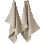 Lot de 2 essuie - vaisselle lin fran�ais sable 50x70 cm