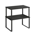 Lot de 2 tagre  pices empilable mtal bois d ingnierie noir