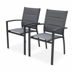 Lot de 2 fauteuils en aluminium anthracite et gris fonc�