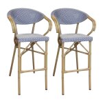 Lot de 2 fauteuils de bar en textilne bleu