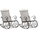 Lot de 2 fauteuils à bascule pour jardin en métal bronze Lot de 2 fauteuils à bascule pour jardin en métal bronze