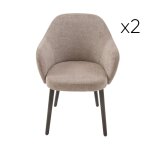Lot de 2 fauteuils bridge en tissu taupe - p52 cm