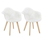 Lot de 2 fauteuils imitation laine motif patchwork blanc