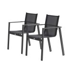 Lot de 2 fauteuils de jardin empilables en aluminium