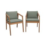 Lot de 2 fauteuils de jardin kaki en bois d'acacia