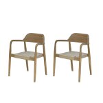 Lot de 2 fauteuils de jardin en teck massif et cordage