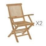 Lot de 2 fauteuils de jardin en teck massif - gardena