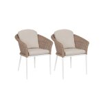 Lot de 2 fauteuils de jardin tresss et hydrofuges beiges