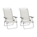 Lot de 2 fauteuils pliants bas ultra - lgers en aluminium beige
