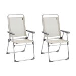 Lot de 2 fauteuils pliants ultra - légers en aluminium beige Lot de 2 fauteuils pliants ultra - légers en aluminium beige