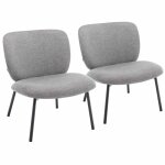 Lot de 2 fauteuils relax en acier et tissu gris fonc